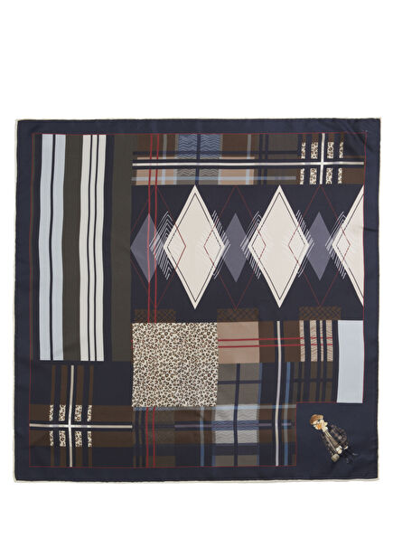 Plum Clubby Pattern Silk Scarf
