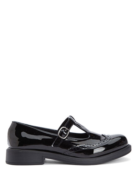 Black Stud Buckle Detail Women's Loafer