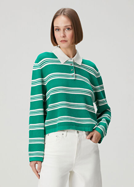 Green Polo Striped Sweater