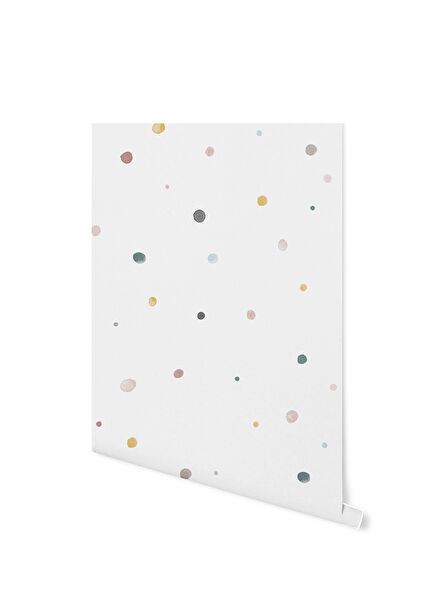 Watercolor Polka Dots Çocuk Odası Duvar Kağıdı 100 x 100 cm