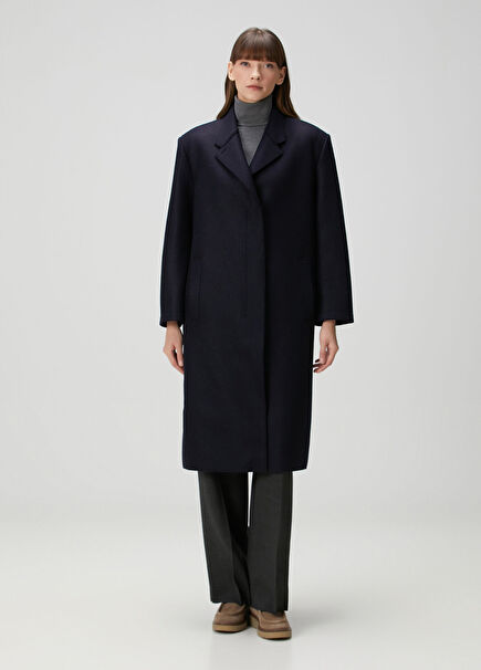 Navy Blue Wool Coat