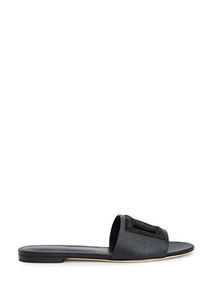 Black Women's Leather Slippers