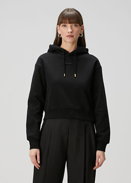 Siyah Kapüşonlu Sweatshirt