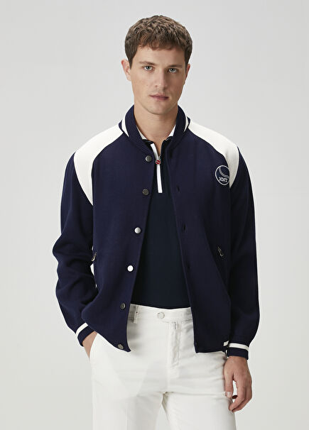 Lacivert Beyaz Bomber Mont
