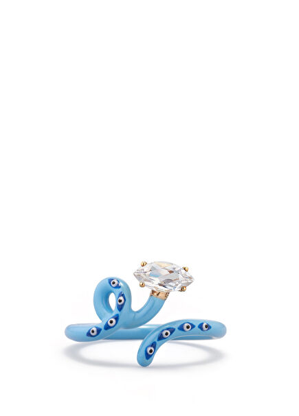 Baby Vine Light Blue Women's Silver Ring
