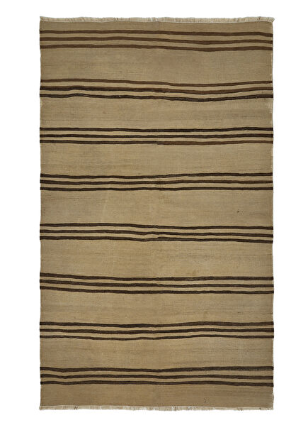 Anatolian Beige Brown Wool Loom Kilim