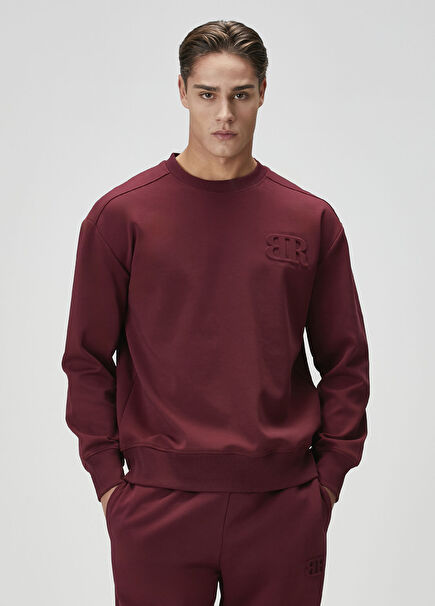 Bordo Logo Baskılı Sweatshirt