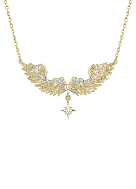 Angel Diamond Stone 14K Gold Women's Necklace