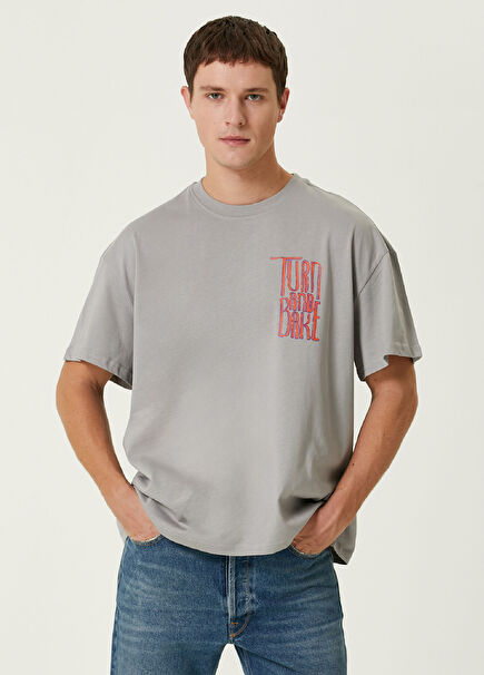 Lucid Dream Grey Printed Oversize Short Sleeve Men's T-shirt