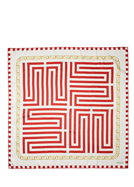 Çok Renkli Çizgi Detaylı Twill Eşarp