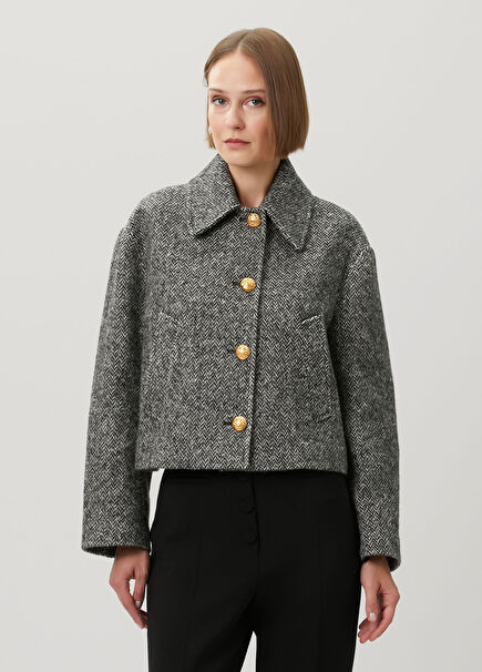 Black White Wool Jacket