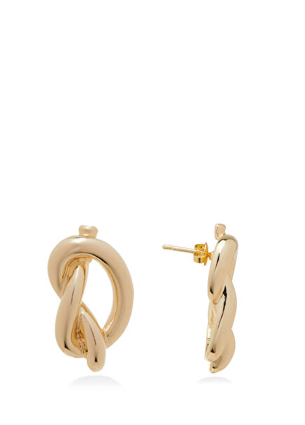 Gold Düğüm Formlu Kadın Küpe