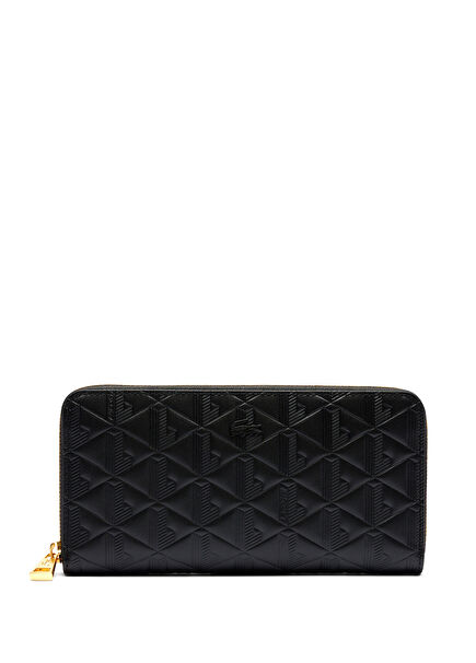 Maheki Black Leather Monogram Women's Wallet