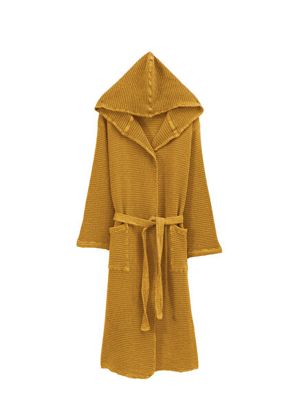 Bohemian Mango Yellow Bamboo Waffle Textured Cotton Unisex Bathrobe