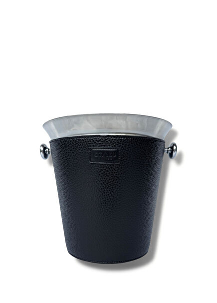 Black Leather Steel Champagne Bucket