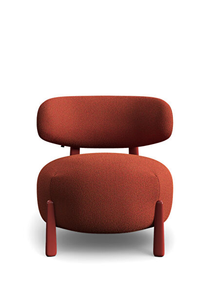 Yoyo Red Lacquered Leg Red Fabric Armrestless Armchair 