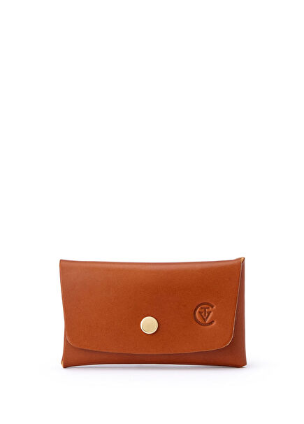 Taba Konyak Deri Çift Girişli Kadın Cüzdan 