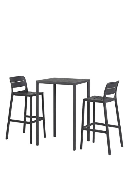 Cassia Piave Anthracite Aluminum Garden Bar Table Chair Set
