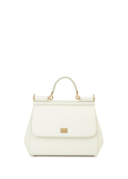 Large Sicily Beyaz Kadın Deri Çanta