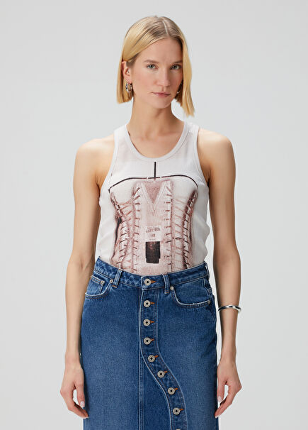 Pink Printed Tank Top
