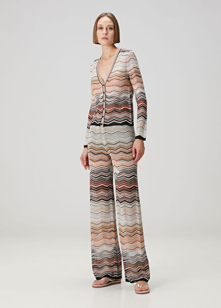 Kırmızı Bej Payetli Pantolon