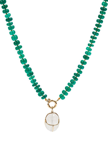 Quartz Agate Stone Women's Gold Necklace