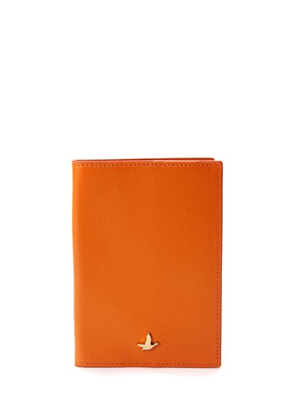 Orange Leather Passport Holder