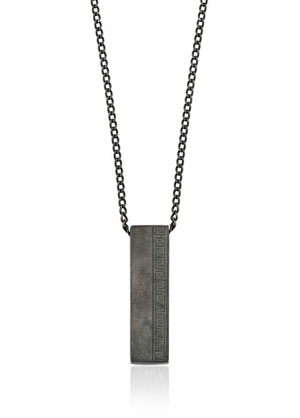 Meandros Dikdörtgen Oksitlenmiş 925 Ayar Gümüş Erkek Kolye