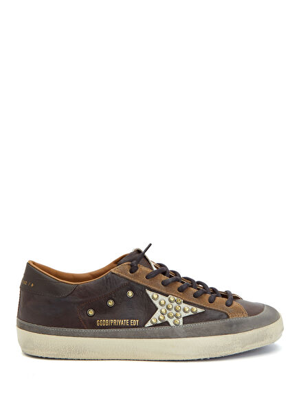 Private EDT Kahverengi Erkek Deri Sneaker