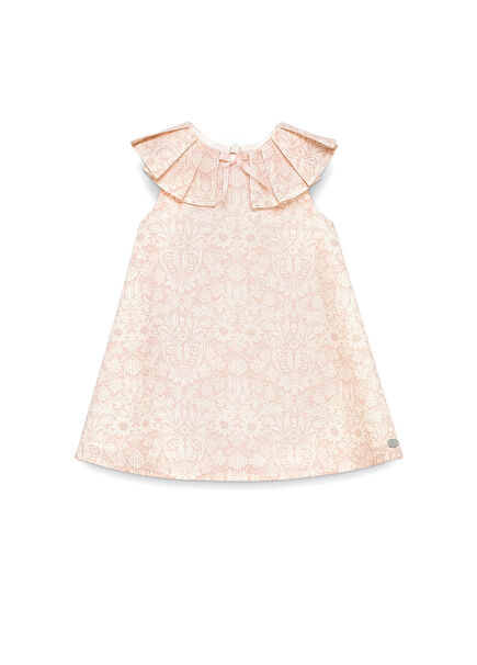 Salmon Color Ruffle Collar Sleeveless Baby Girl Dress