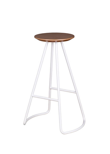 Sama Oak White Metal Bar Stool