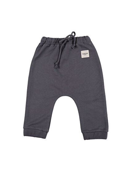 Anthracite Grey Lace-Up Basic Unisex Baby Trousers