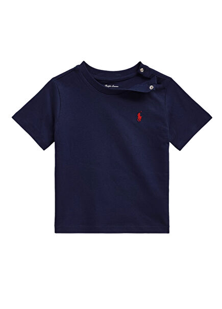 Navy Blue Logo Embroidered Unisex Baby T-Shirt