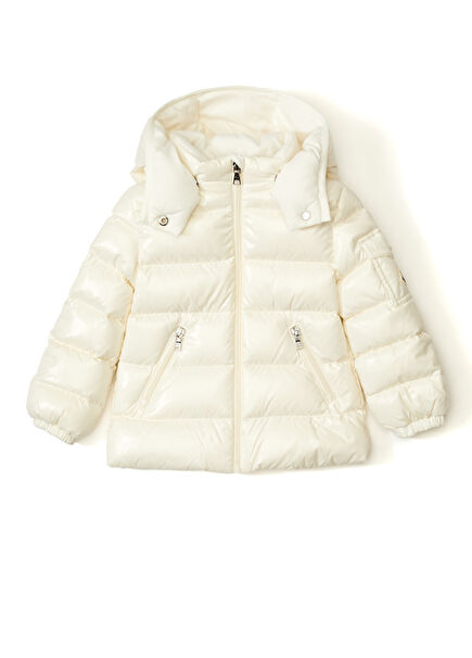 Kırık Beyaz Kapüşonlu Kız Çocuk Ceket