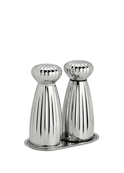 Palm Steel Tray Salt and Pepper Grinder Set