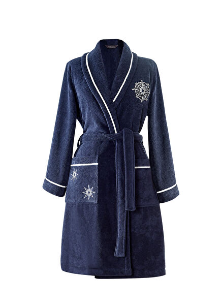 Marine Lady Lacivert Pamuklu Kadın Bornoz