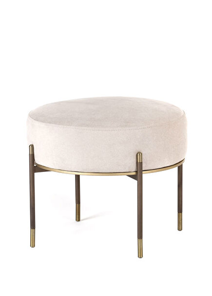 Cream Kirit Metal-legged Ottoman Pouf