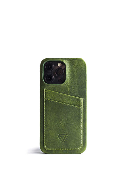 Full Wrap CC iPhone 15 Forest Deri Telefon Kılıfı
