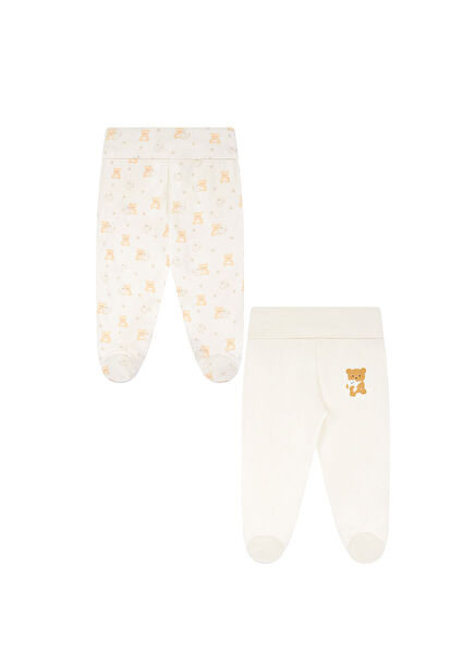 Ecru 2-Pack Unisex Baby Booties Pants
