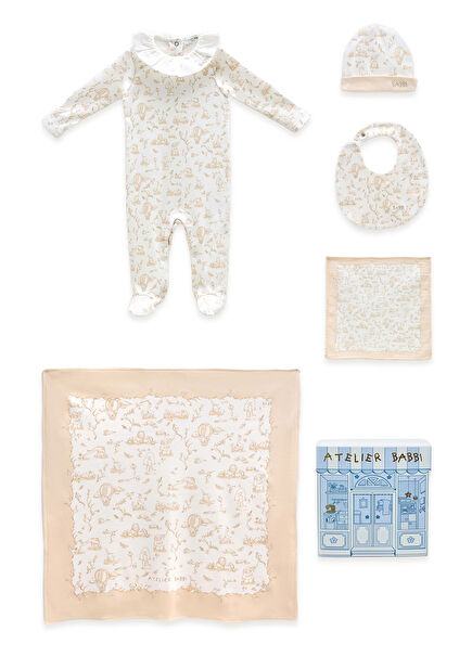 Toile Bej 5li Yenidoğan Seti