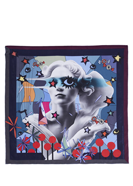 Be Yourself Burgundy Navy Blue Womens Silk Scarf