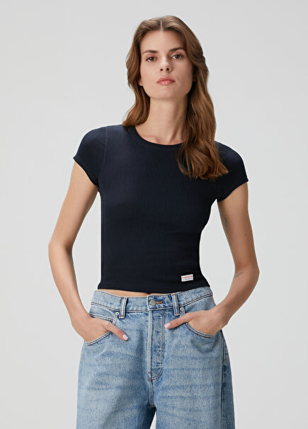 Navy Blue Ribbed T-Shirt