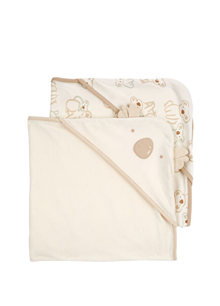 Fildişi Rengi Unisex Bebek 2'li Banyo Havlusu