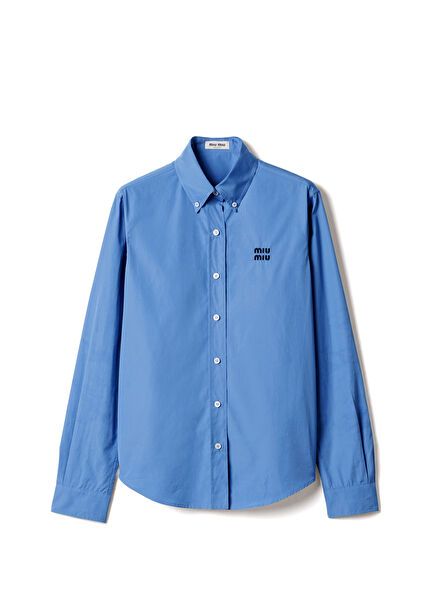 Light Blue Long-Sleeved Women's Poplin Shirt