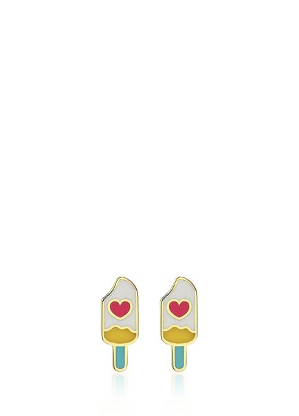 Heart Ice Cream 14K Gold Girl Earrings