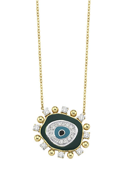 Enamel And Diamond Nazar Women's Gold Necklace
