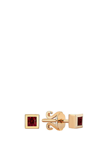 Petites Ruby Mini Square Women's Gold Earrings
