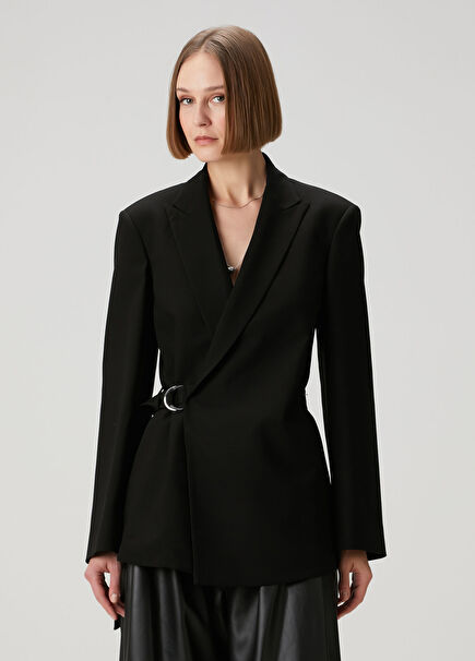 Siyah Kemerli Blazer