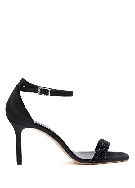 Black Heeled Velvet Sandals