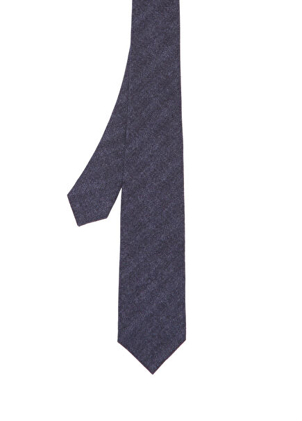 Navy Blue Striped Wool Tie